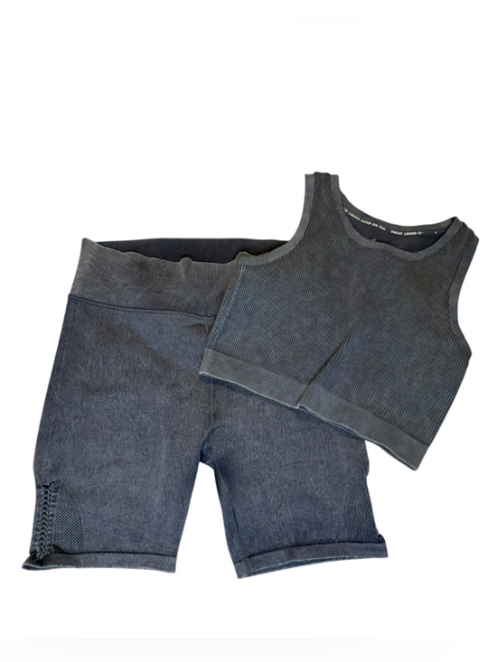 aerie Pants - Offline by aerie Black Ribbed High-Rise Bike Shorts and Crop Top Set